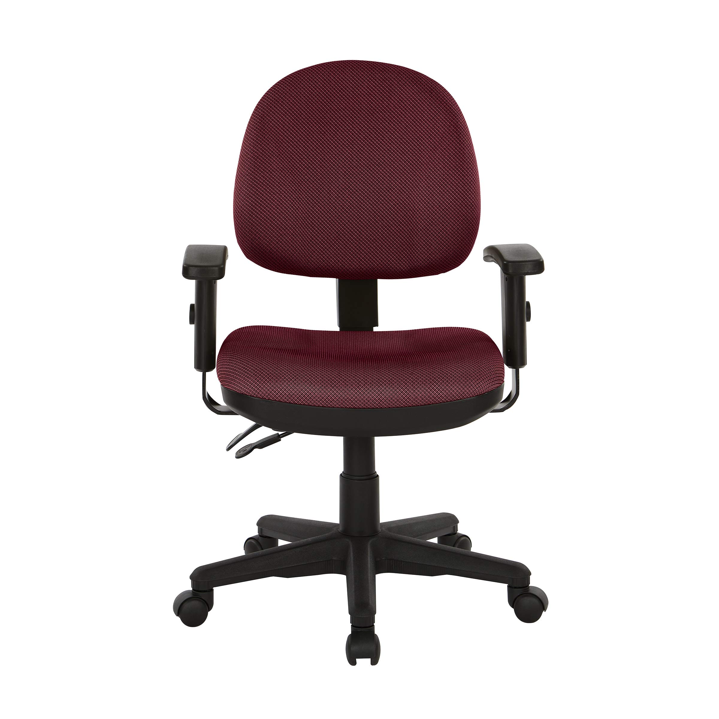 Office Star Ergonomic Sculptured Manager's Office Chair with Adjustable Arms, Diamond Wine Fabric