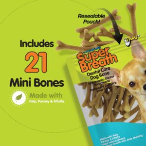 Fido Naturals Super Breath Dental Care Bones for Dogs - 21 Count Mini Dog Dental Treats for Small Dogs (Made in USA) - Tasty Dog Dental Chews Help Reduce Plaque, Tartar Buildup, and Freshens Breath