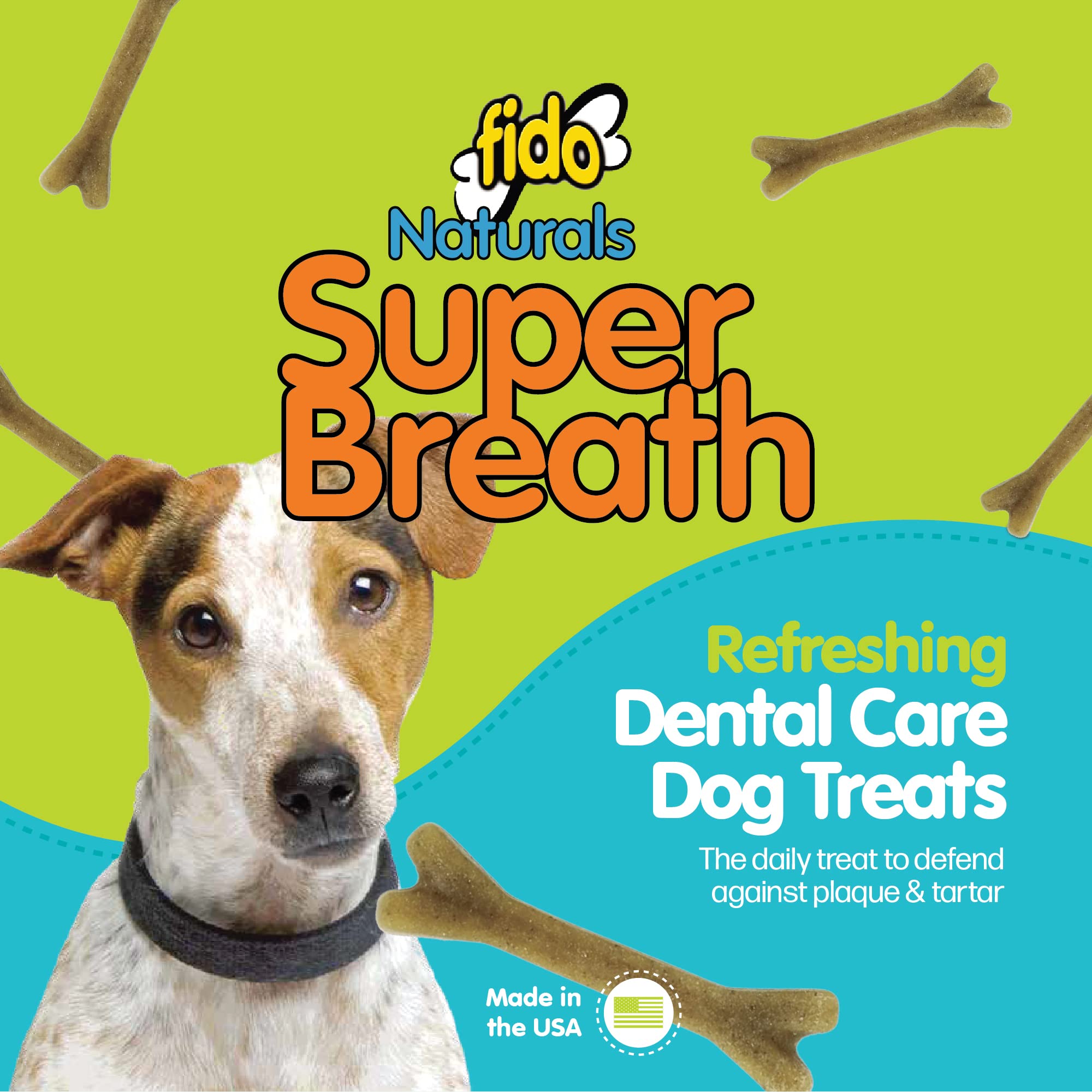 Fido Super Breath Dental Care Bones for Dogs - 13 Count Small Dog Dental Treats for Small Dogs (Made in USA) - Tasty Dog Dental Chews Help Reduce Plaque, Tartar Buildup, and Freshens Breath