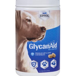 TopDog Health GlycanAid HA Advanced Joint Nutrition for Dogs (150 Chewable Tablets) Made in USA with USA Ingredients: Glucosamine HCL, Chondroitin, Hyaluronic Acid, MSM