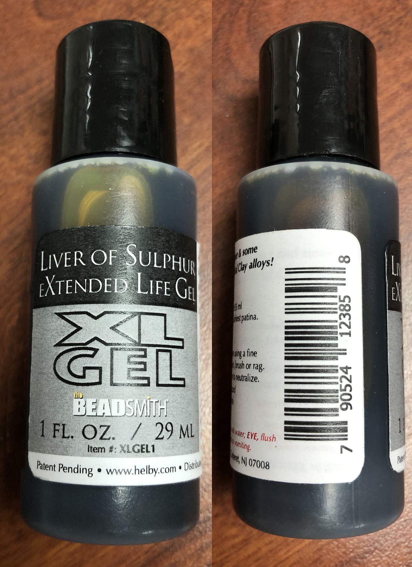 The Beadsmith XL Gel, Liver of Sulfur Extended Life Gel, 1 Fluid Ounce (29ml) Bottle, Apply a Patina Finish to Silver, Copper, and Other Metal for Oxidized Look on Art and Jewelry Projects