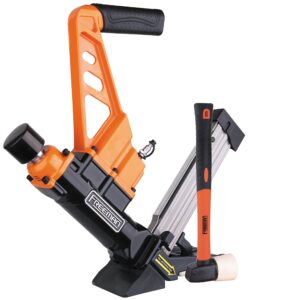 freeman pdx50c lightweight pneumatic 3-in-1 15.5-gauge and 16-gauge 2" flooring nailer and stapler ergonomic and lightweight nail gun for tongue and groove hardwood flooring