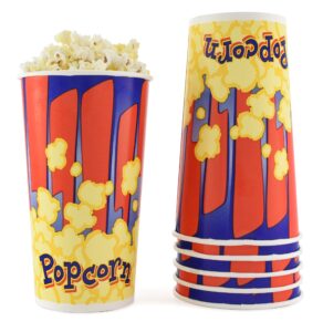 snappy red and blue popcorn cup, 44 ounce popcorn container, 600 pack