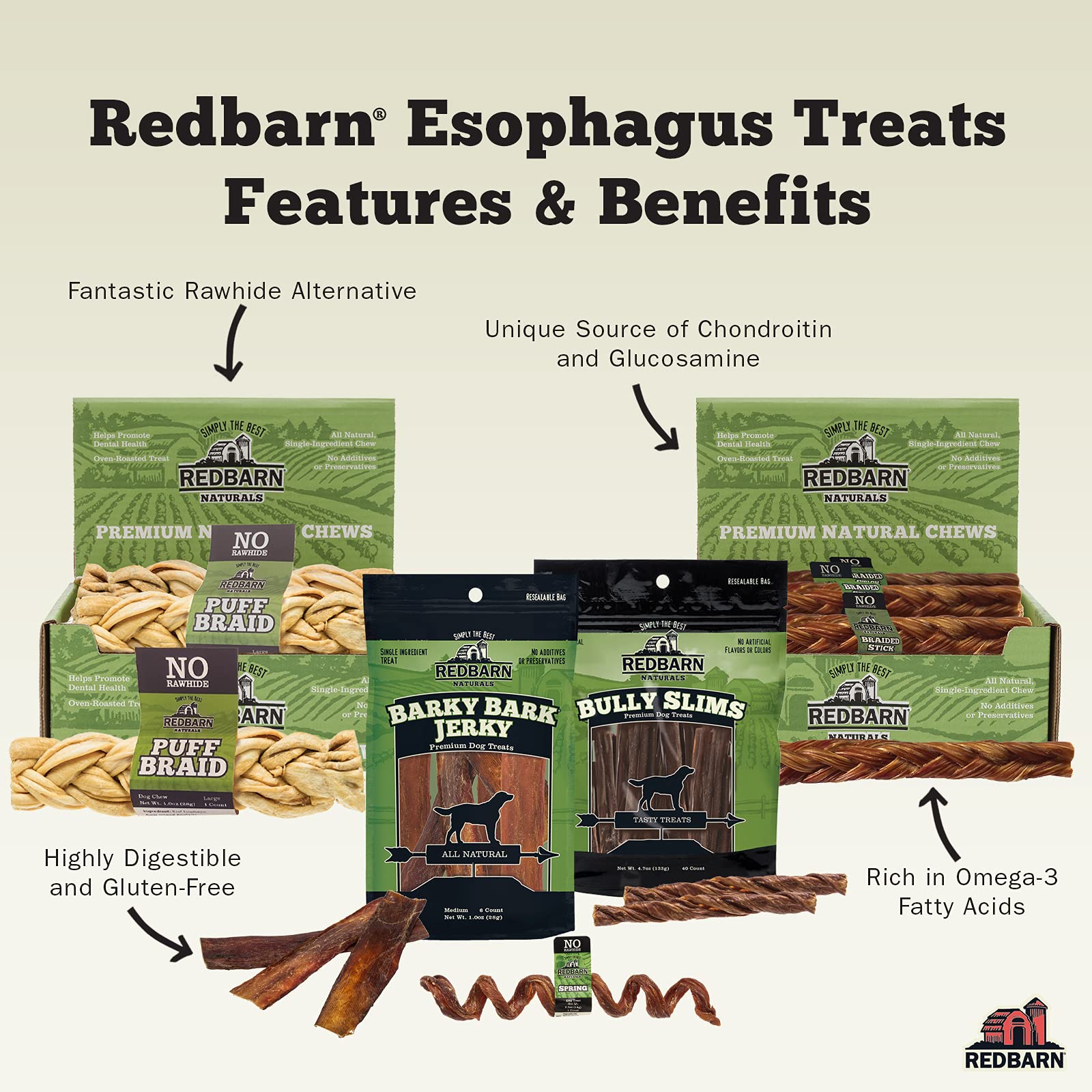 Redbarn All-Natural Barky Bark Beef Jerky for Dogs - Medium 4-5" Strips - Premium Grain-Free & Rawhide-Free Treats w/Chondroitin & Glucosamine for Joint Health - 6 Count