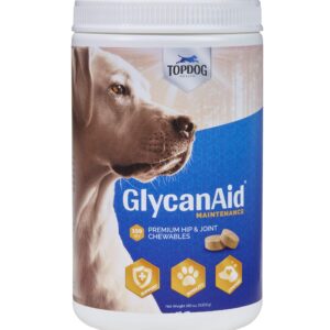 TopDog Health GlycanAid Maintenance Joint Nutrition for Dogs (150 Chewable Tablets), Made in USA-USA Ingredients: Glucosamine HCL, Chondroitin Sulfate, MSM & Vitamin C