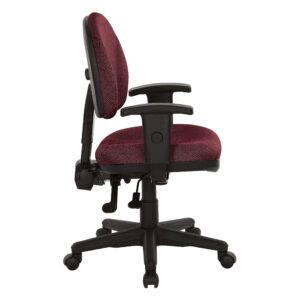 Office Star Ergonomic Sculptured Manager's Office Chair with Adjustable Arms, Diamond Wine Fabric