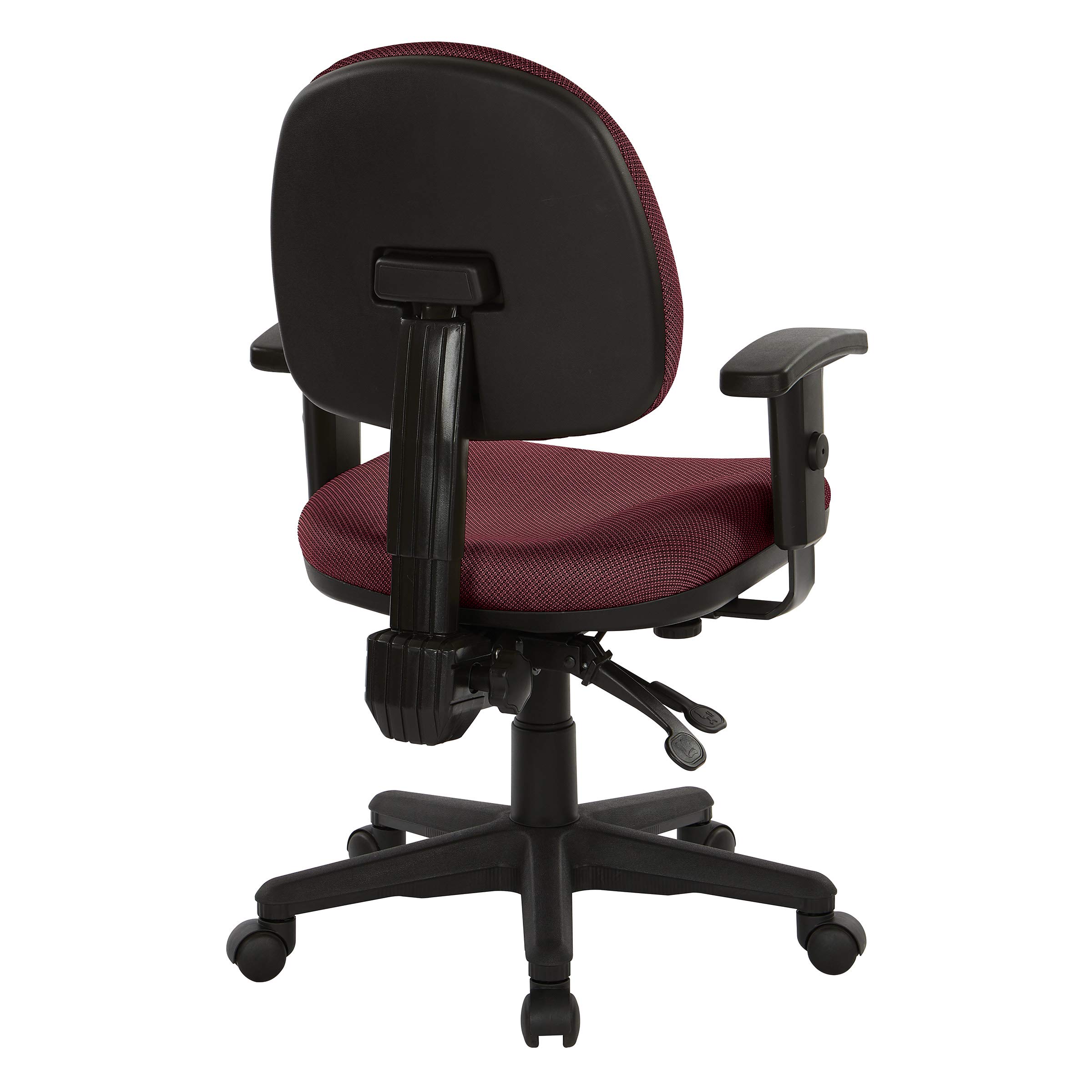 Office Star Ergonomic Sculptured Manager's Office Chair with Adjustable Arms, Diamond Wine Fabric