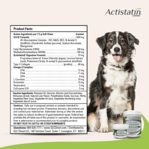 Actistatin Canine Large Dog Soft Chews, 120ct – Patented Extra-Strength Joint, Cartilage, Soft Tissue Supplement: Glucosamine, Chondroitin, Manganese, MSM, L-Carnitine – High Absorption, Fast Results