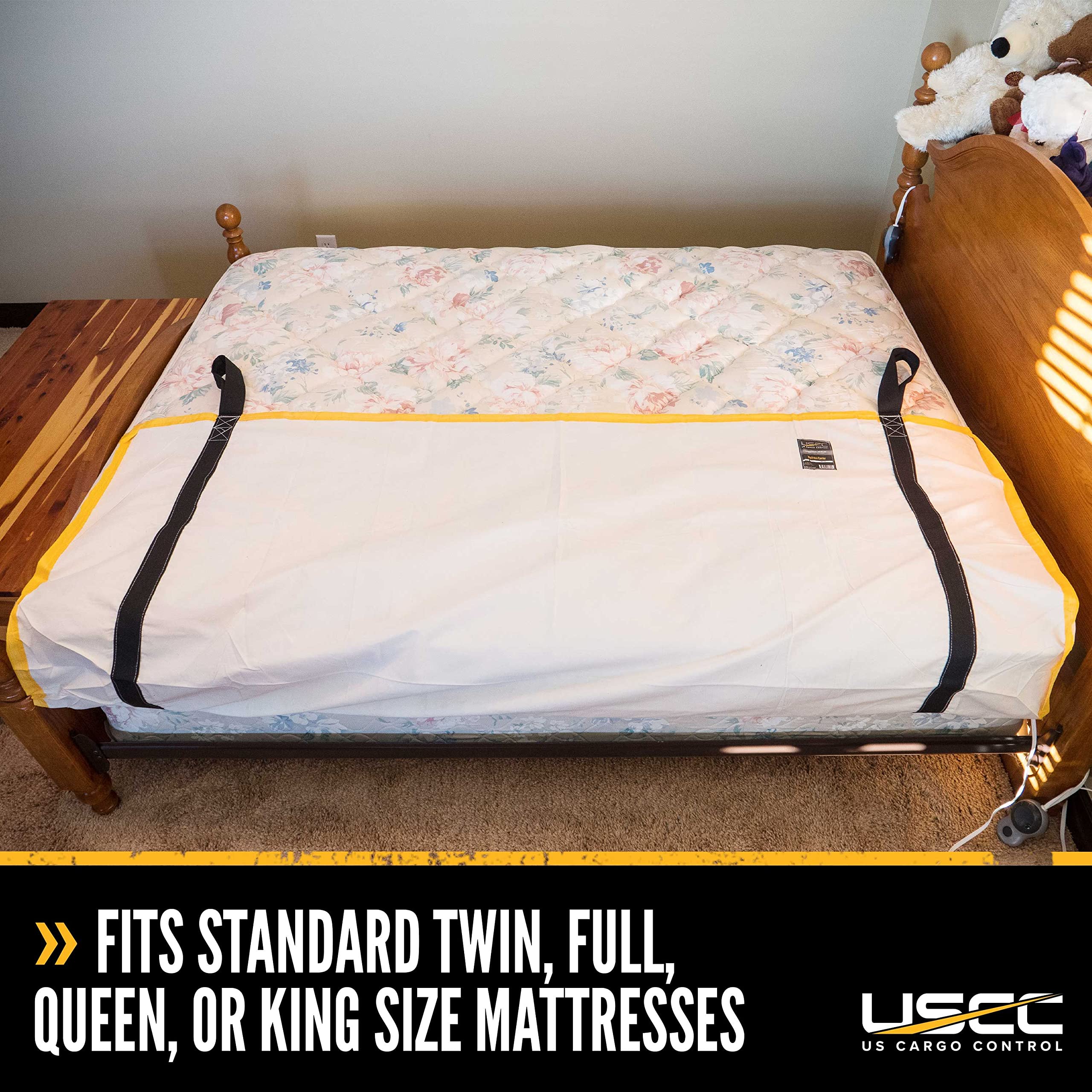 US Cargo Control Heavy Duty Canvas Mattress Carrier with Handles - 78 Inch Width - 13 Inch Depth - 24 Inch Height - Moving Supplies - Fits Twin, Full, Queen, King Mattress Sizes - 3 Pounds