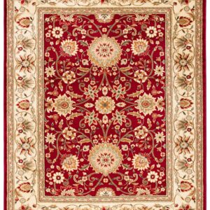 SAFAVIEH Lyndhurst Collection Area Rug - 9' x 12', Red & Ivory, Traditional Oriental Design, Non-Shedding & Easy Care, Ideal for High Traffic Areas in Living Room, Bedroom (LNH212F)