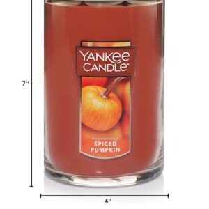 Yankee Candle Spiced Pumpkin Scented, Classic 22oz Large Tumbler 2-Wick Aromatherapy Candle, Over 75 Hours of Burn Time, Apothecary Jar Fall Candle, Autumn Candle Scented for Home