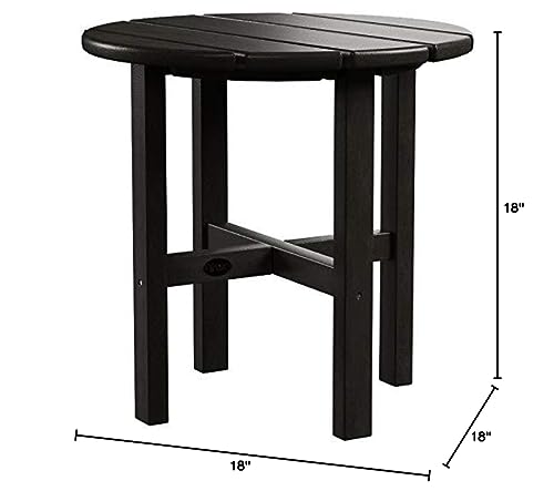 Trex Outdoor Furniture Cape Cod Round 18-Inch Side Table, Charcoal Black