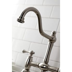 Kingston Brass KS3798BLBS Restoration Bridge Kitchen Faucet, Brushed Nickel