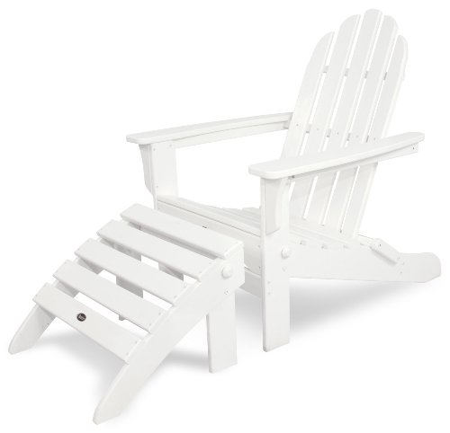 Trex Outdoor Furniture by Polywood TXA53CW Cape Cod Folding Adirondack Chair, Classic White