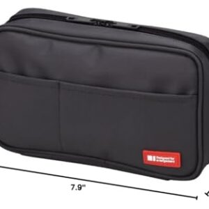 LIHITLAB Zipper Pen Case, 7.9 Ã— 2 Ã— 4.7 Inches, Black (A7551-24)