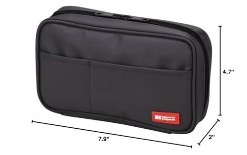 LIHITLAB Zipper Pen Case, 7.9 Ã— 2 Ã— 4.7 Inches, Black (A7551-24)