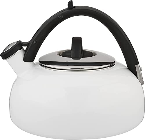 Cuisinart CTK-EOS2W Peak 2-Quart Teakettle, Make 2-Quarts of Boiling Water in this Classic Tea Kettle, Whistle Sound to Signal Water is Ready, White