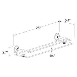 Ginger 2635T-24/PN London Terrace Gallery Rail, Polished Nickel, 24" Glass Shelf w/Straight Bar