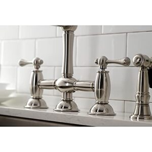 Kingston Brass KS3798BLBS Restoration Bridge Kitchen Faucet, Brushed Nickel