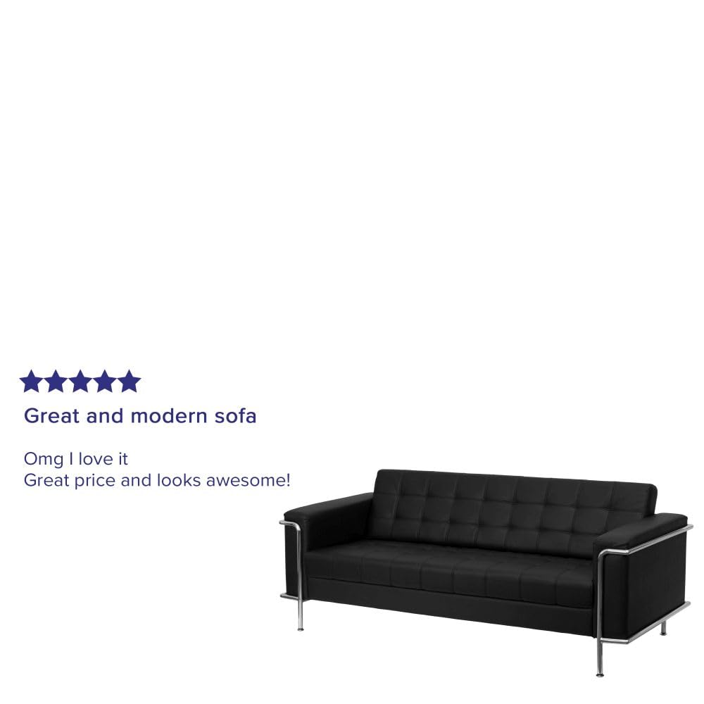 Flash Furniture HERCULES Lesley Series Contemporary Black LeatherSoft Sofa with Encasing Frame