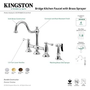 Kingston Brass KS3798BLBS Restoration Bridge Kitchen Faucet, Brushed Nickel