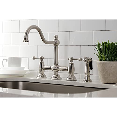 Kingston Brass KS3798BLBS Restoration Bridge Kitchen Faucet, Brushed Nickel