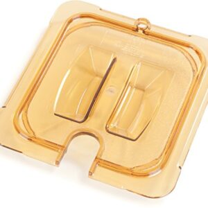 Carlisle FoodService Products 10511U13 StorPlus High Heat Universal Handled Notched Food Pan Lid, Sixth Size, Amber