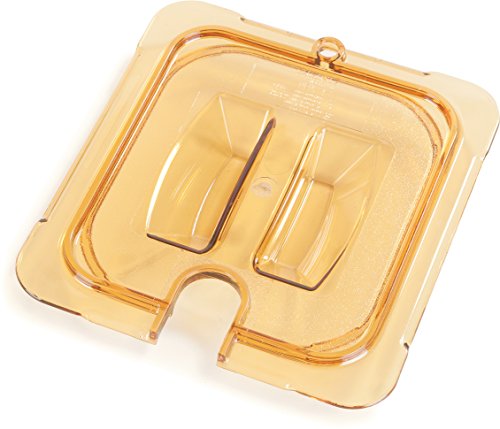 Carlisle FoodService Products 10511U13 StorPlus High Heat Universal Handled Notched Food Pan Lid, Sixth Size, Amber