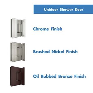 DreamLine Unidoor 37-38 in. W x 72 in. H Frameless Hinged Shower Door with Shelves in Brushed Nickel, SHDR-20377210S-04