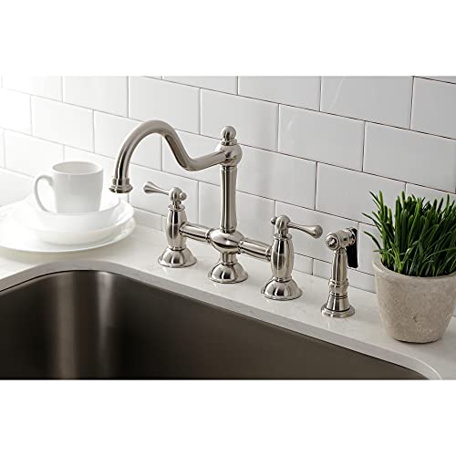 Kingston Brass KS3798BLBS Restoration Bridge Kitchen Faucet, Brushed Nickel