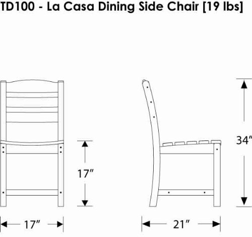 POLYWOOD TD100SA La Casa Café Dining Side Chair, Sand