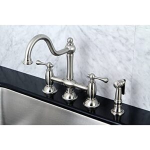 Kingston Brass KS3798BLBS Restoration Bridge Kitchen Faucet, Brushed Nickel