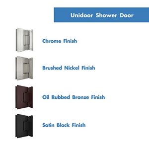 DreamLine Unidoor 37-38 in. W x 72 in. H Frameless Hinged Shower Door with Shelves in Brushed Nickel, SHDR-20377210S-04