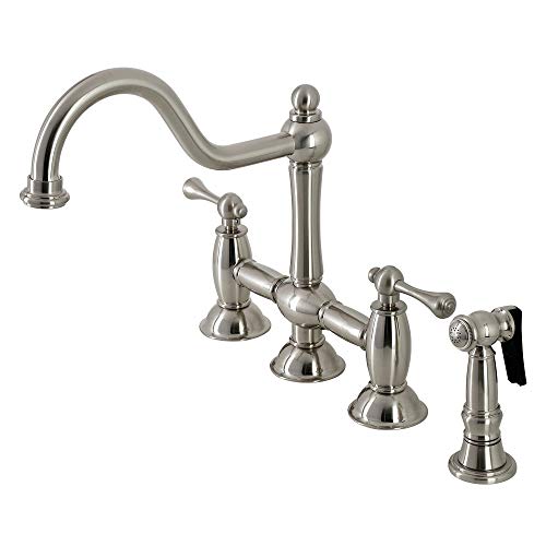 Kingston Brass KS3798BLBS Restoration Bridge Kitchen Faucet, Brushed Nickel