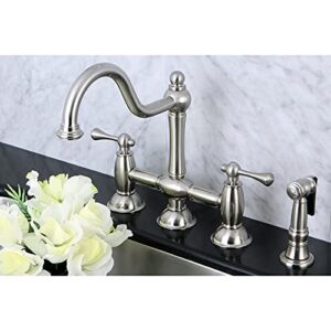 Kingston Brass KS3798BLBS Restoration Bridge Kitchen Faucet, Brushed Nickel