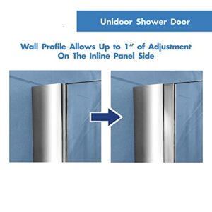 DreamLine Unidoor 37-38 in. W x 72 in. H Frameless Hinged Shower Door with Shelves in Brushed Nickel, SHDR-20377210S-04