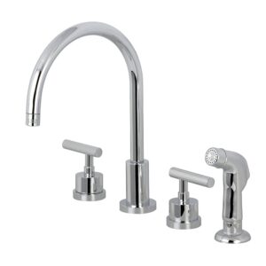 kingston brass ks8721cml manhattan widespread kitchen faucet, 7-7/8-inch, polished chrome