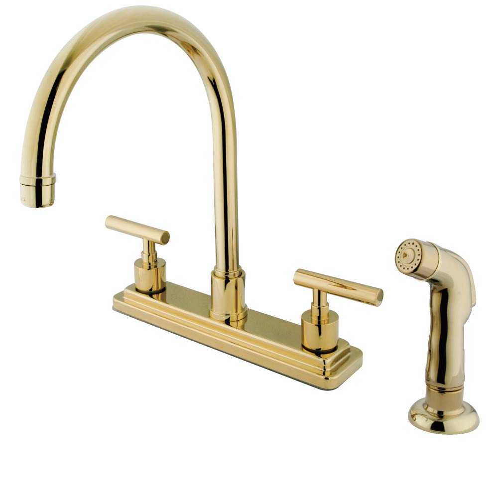 Kingston Brass KS8792CML Manhattan 8" Centerset Kitchen Faucet, 8" Spout Reach, Polished Brass