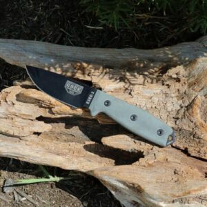 ESEE Knives Model 3P-B Fixed Blade Knife, Black Molded Polymer Sheath, Ambidextrous Belt Clip Plate