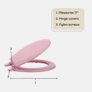 Standard Wood Toilet Seat, Tea Rose - 17 Inch - Fits All Standard Size Fixtures - Easy to Install Fantasia by Achim Home Decor