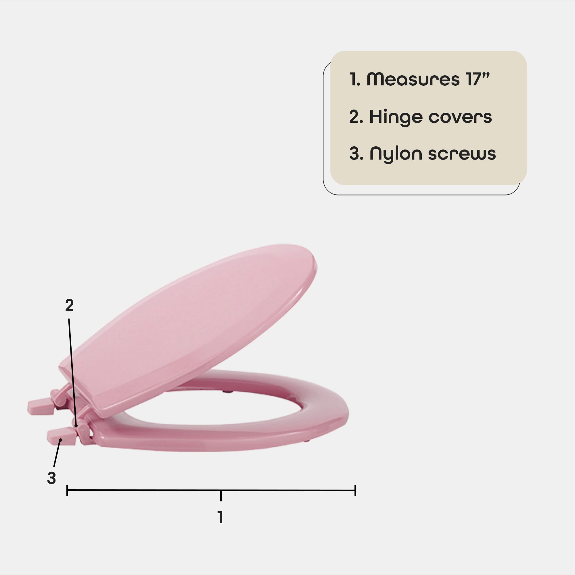 Standard Wood Toilet Seat, Tea Rose - 17 Inch - Fits All Standard Size Fixtures - Easy to Install Fantasia by Achim Home Decor