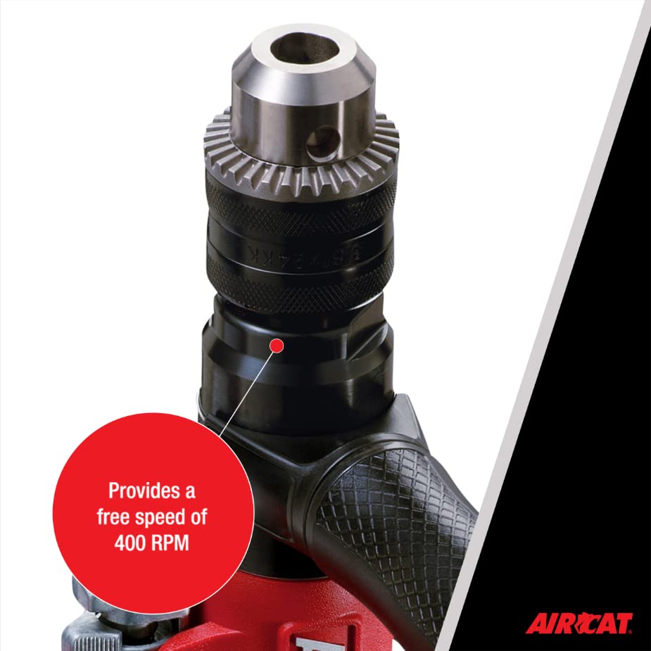 AIRCAT Pneumatic Tools 4450: 1/2-Inch Reversible Composite Drill Air Tool, Side Handle, 400 RPM, .60 HP Motor