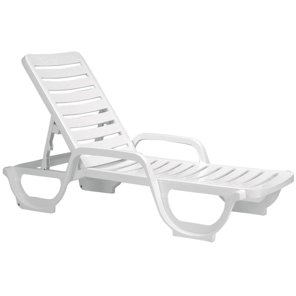 Case of 18 Grosfillex Bahia Stacking Adjustable Resin Chaise - White