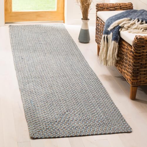 SAFAVIEH Braided Collection 2'3" x 8' Multi BRD170A Handmade Country Cottage Reversible Cotton Runner Rug