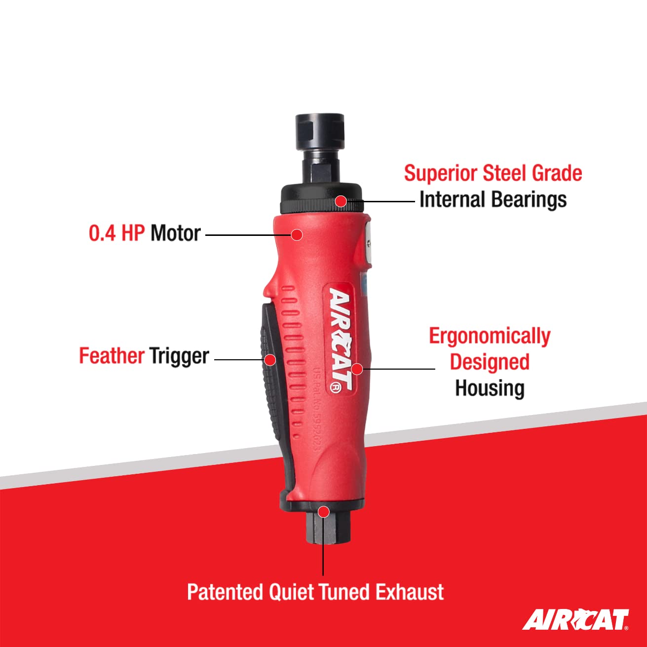 AIRCAT Pneumatic Tools 6200: .4 HP Mini Straight Die Grinder 20,000 RPM