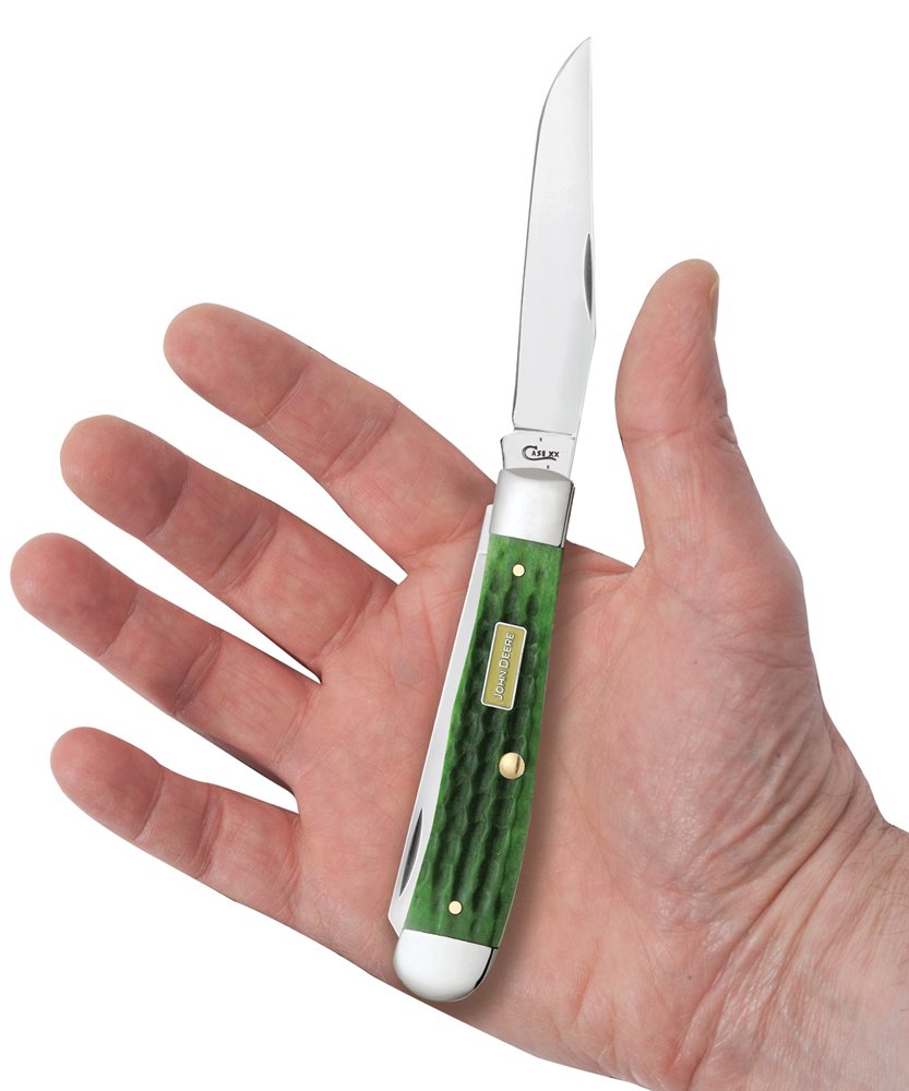 Case WR XX Pocket Knife John Deere Green Trapper Item #15707 - (6254 SS) - Length Closed: 4 1/8 Inches