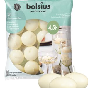 BOLSIUS Unscented Floating Candles - Pure Rich Creamy Ivory, 20 Set - Smokeless, European Quality - Imbue Breathtaking Ambiance for Romantic Wedding Centerpieces, Decorations, Events, Holiday Parties