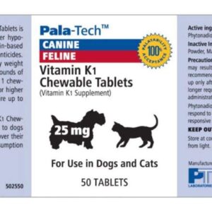 Pala-Tech Vitamin K1 Chewable Tablets For Dogs & Cats, 25 mg, 50 Tablets by Unknown