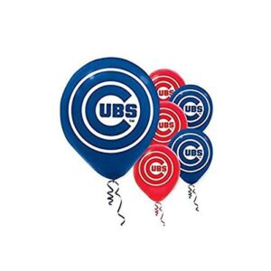 chicago cubs mlb latex balloons - 12" (pack of 6) - perfect for game day celebrations and parties