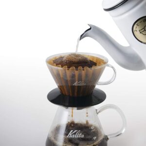 Kalita Wave Pour Over Coffee Dripper, Size 185​, Makes 16-26oz, Single Cup Maker, Heat-Resistant Glass, Patented & Portable,black